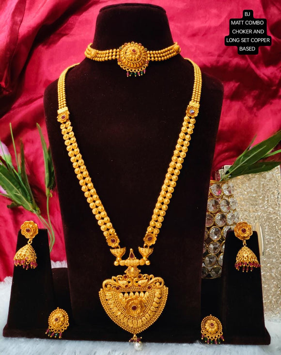 Radhika  , Premium Quality Copper Base Matt Finish Marathi Style  Necklace Combo -SAMAR001NCF
