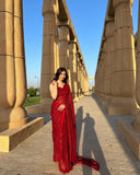 Hot Red New Bollywood Block Buster 3mm Sequins Design Saree for women-SSS001SS