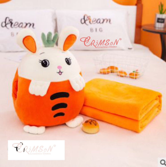 Cute Carrot  Design Crimson Toy Cum Blanket For Kids-GIRI001TKC