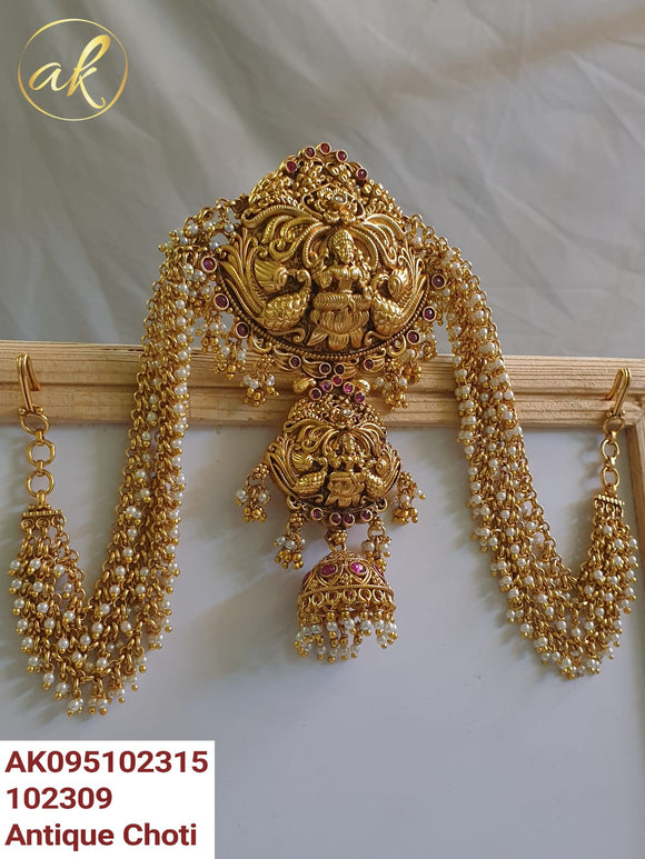 Chandni , elegant Antique  Gold Finish Hair Accessory for Women -SAY001HA