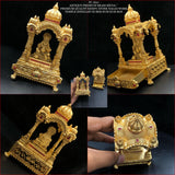 Lord Of Wealth , Lord Kubera Design Gold Finish Kumkum Dabbi / Sindoor Dabbi for Women -LR001KKDW