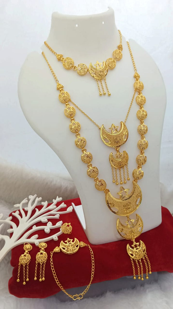 Moon and Star Design Turkish Style Forming Gold Plating Bridal Jewelry Set  for Women -RS001BSA