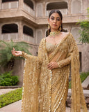 Golden Beauty , New Trending Bollywood Block Buster Sequins Saree for women -SOC001BRG