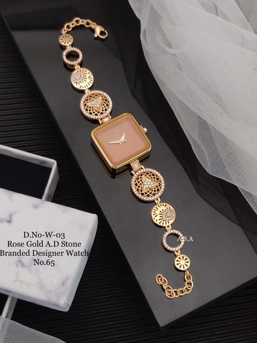 Clara elegant Rose Gold Finish American Diamond Watch for women