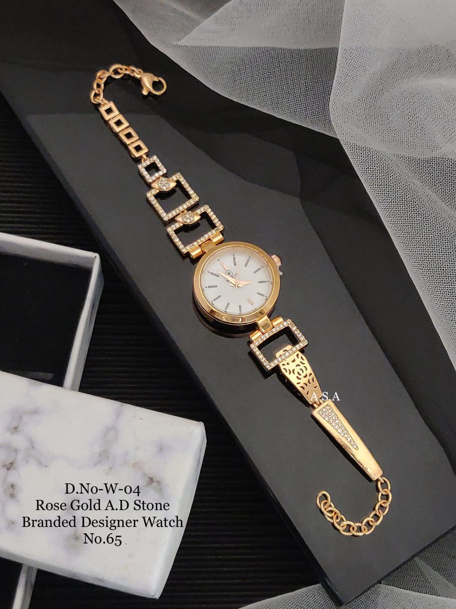 Maggie elegant Rose Gold Finish American Diamond Watch for women -SANDY001RGB
