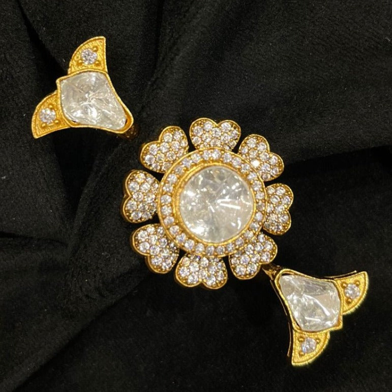 Samvrutha , elegant Gold Finish Double Finger Ring for women