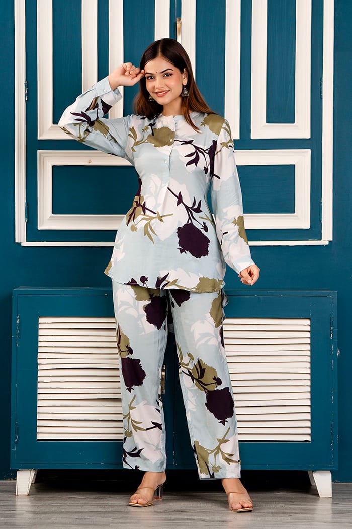 Beautiful Co-ord Set in Muslin Silk for women -FOF001MCS – www