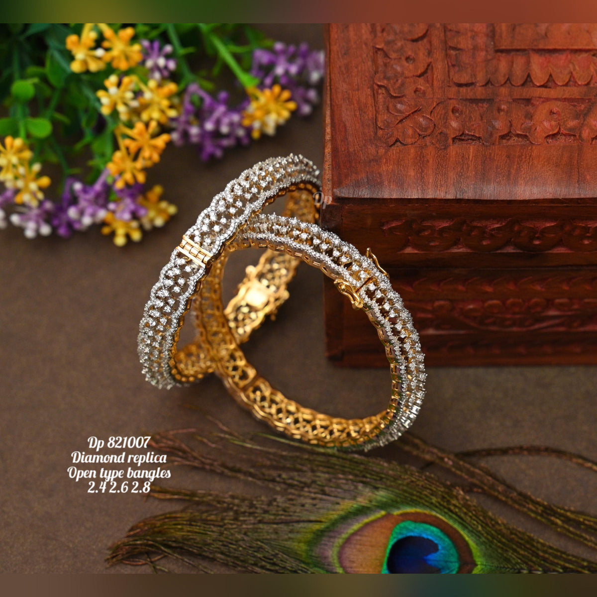 Diamond Kada Bangle Designs Asha Elegant Gold Jewellery Finish