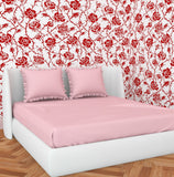 OICHY FRAGRANT PINK DOUBLE BED SHEET SET WITH FRILL PILLOWS-PPBS8R001