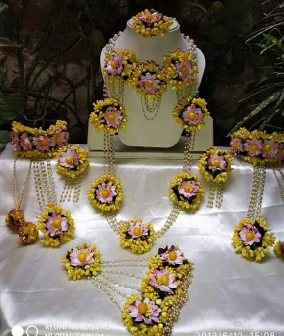 YELLOW BEAUTY, BRIDAL FLORAL JEWELLERY SET FOR WOMEN -SANYFS001