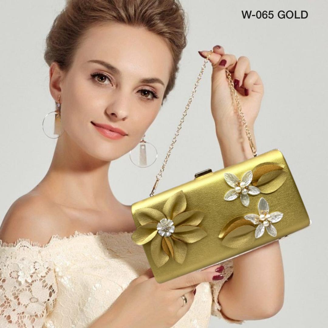 Fashion Gold Women Flower Clutch Bags Luxury Floral Ladies Evening