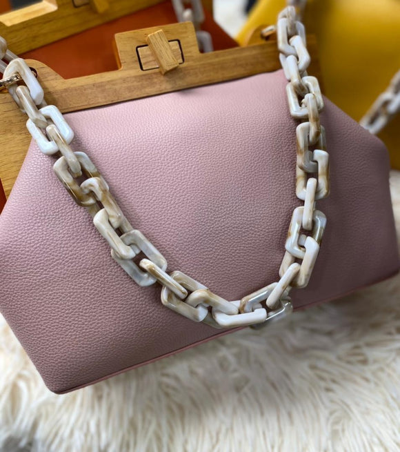 ONION PINK SHADE PREMIUM SERIES WOODEN FRAME STYLISH SLING BAG FOR WOMEN -MOESS001OP