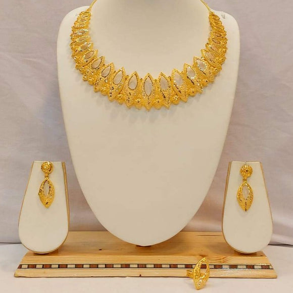 JAHANARA ,  GOLD PLATED NECKLACE SET WITH MATCHING EARRINGS COMBO FOR WOMEN -ALLARE001