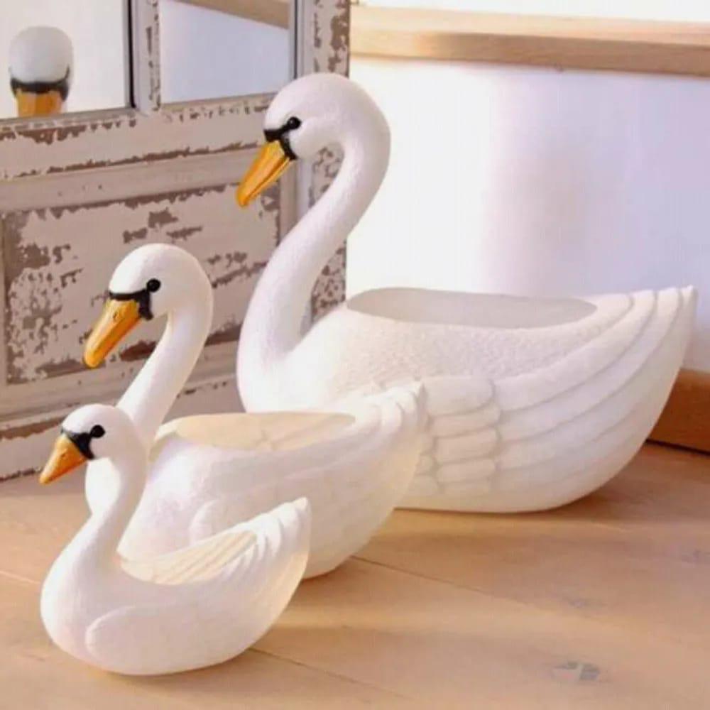 plastic goose planter SET OF 3 , WHITE SWAN PLANTERS -RAJASP001 – www.soosi.co.in