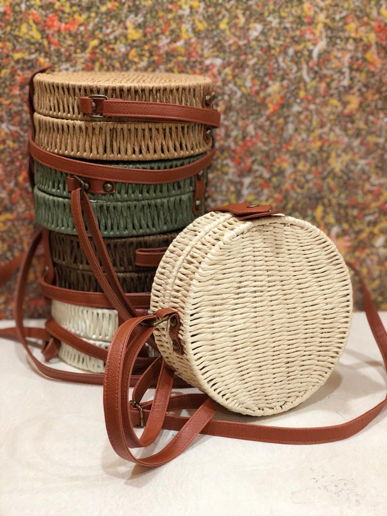 THE ROUND SHAPE BAMBOO ARMY SLING BAG FOR WOMEN -SKBSSQ001R – www