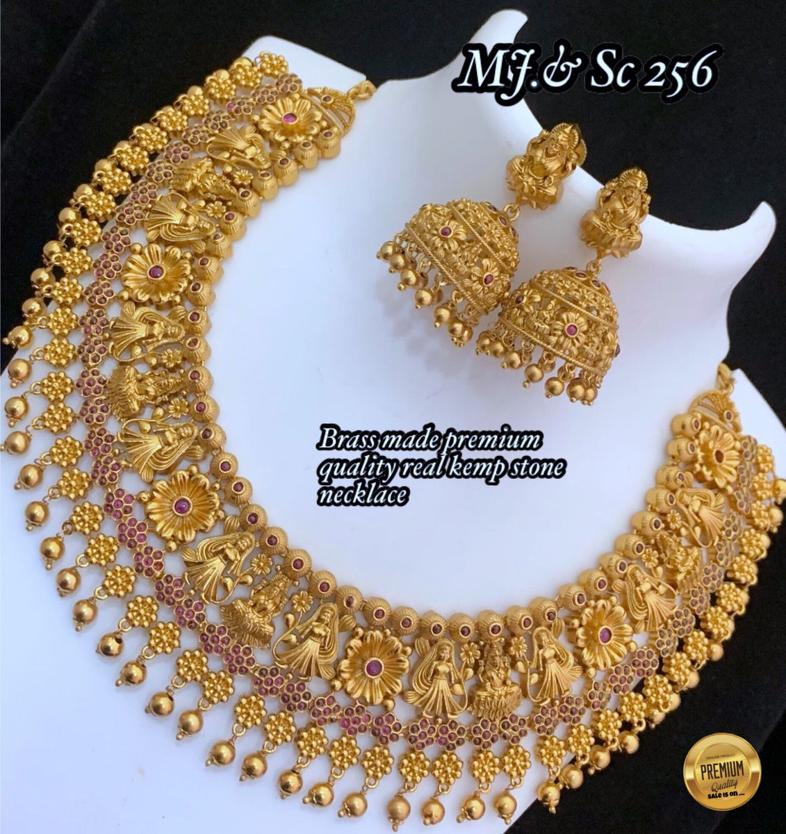 SHIVAMANI, MATTE GOLD FINISH BRIDAL NECKLACE SET FOR WOMEN