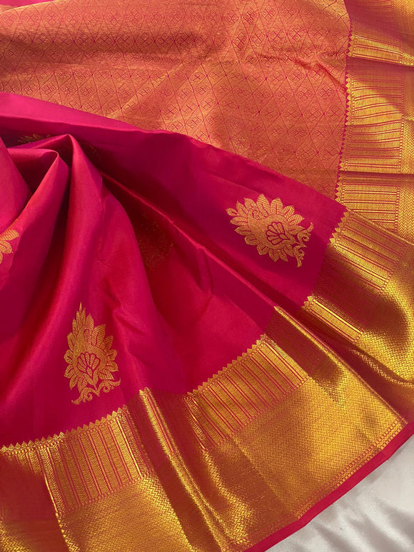 Kanchipuram Pure silk Handloom saree with 2 gram pure Gold Zari-PDSSS001GZ