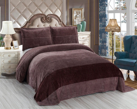 BROWN SHADE PINSTRIPE SOFT AND LUXURIOUS WARM BED LINEN SET -LRWBL001BR