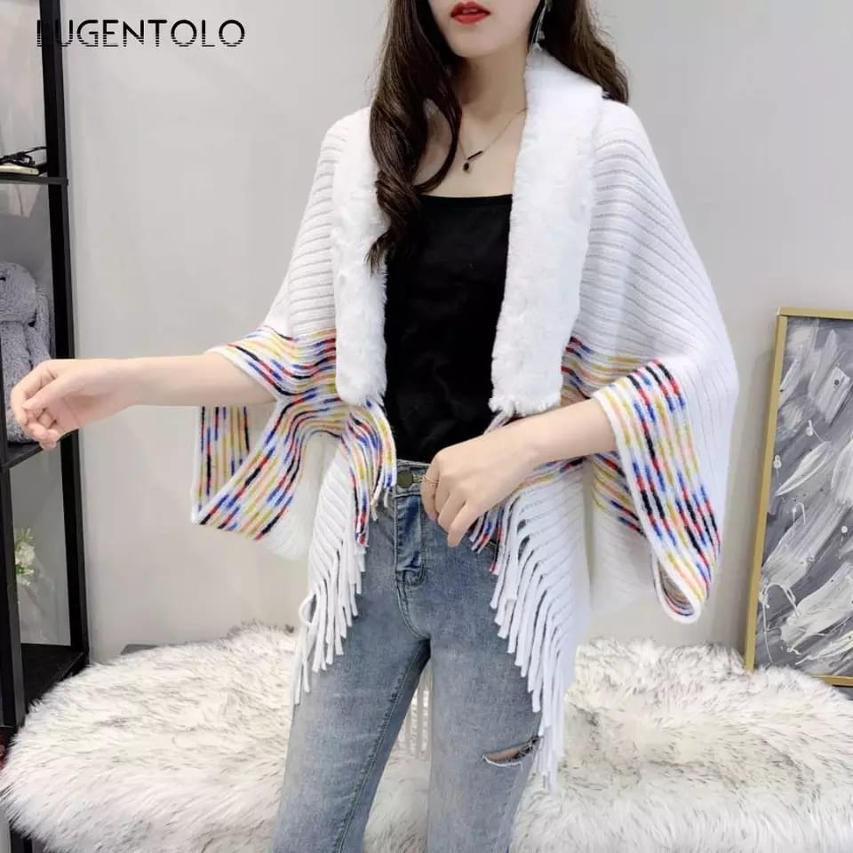 Women Shawls Winter Spring Poncho Femme Khaki Cardigan
