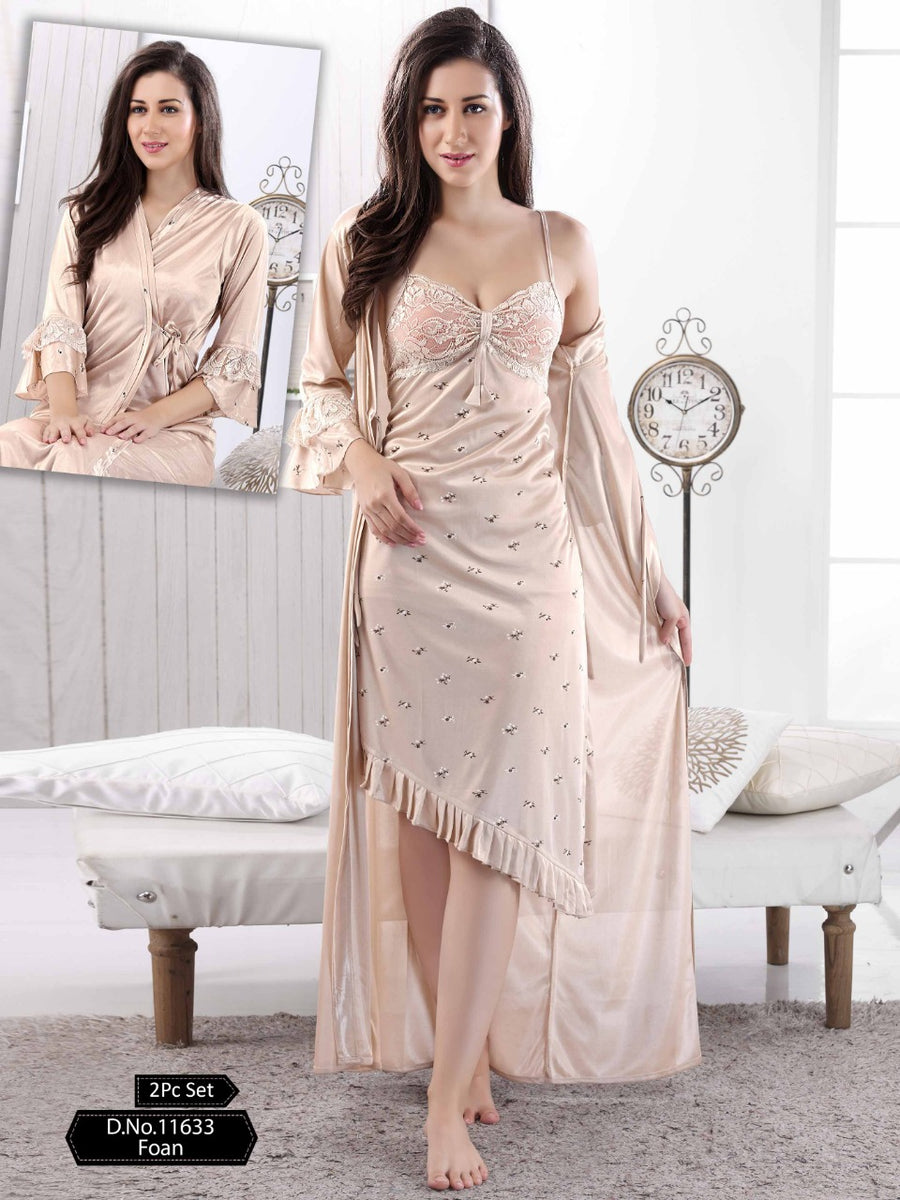 Beige Luxury Extra Premium Quality 2 Pc Sexy Night Dress for Women -LY – www.soosi.co.in Beige Luxury Extra Premium Quality 2 Pc Sexy Night Dress for Women -LY – www.soosi.co.in