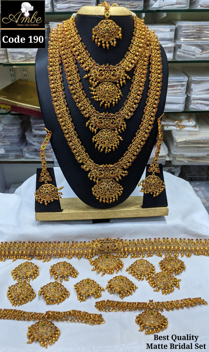 ANUSHKA, MATTE GOLD FINISH BRIDAL JEWELLERY COMBO FOR WOMEN