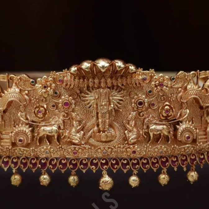 VISWAROOPAM DESIGNER BRIDAL MATTE GOLD FINISH HIP BELT /VADDANAM
