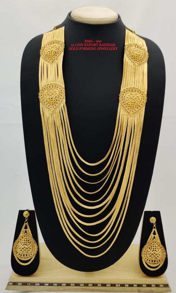 SAHIBA, 12 LAYERED GOLD FORMING LONG NECKLACE  SET / RANI HAAR FOR WOMEN -LUX001RHS