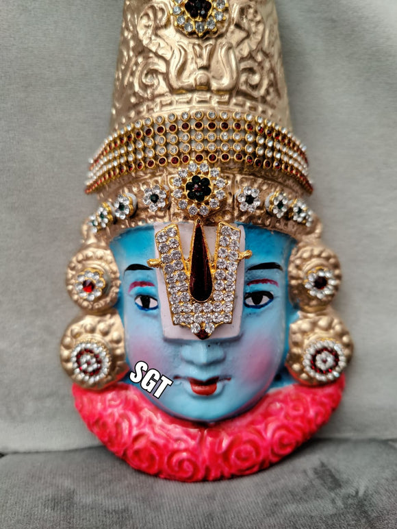 TERRACOTA BALAJI FACE  BEAUTIFULLY HAND PAINTED AND DECORATED WITH STONE WORK BY HAND-SILVI001TBF
