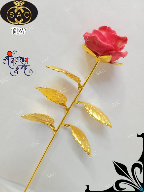 Premium Quality high gold Rose Flower (Dark Pink) for Ganesha Puja-KARTI001PFG