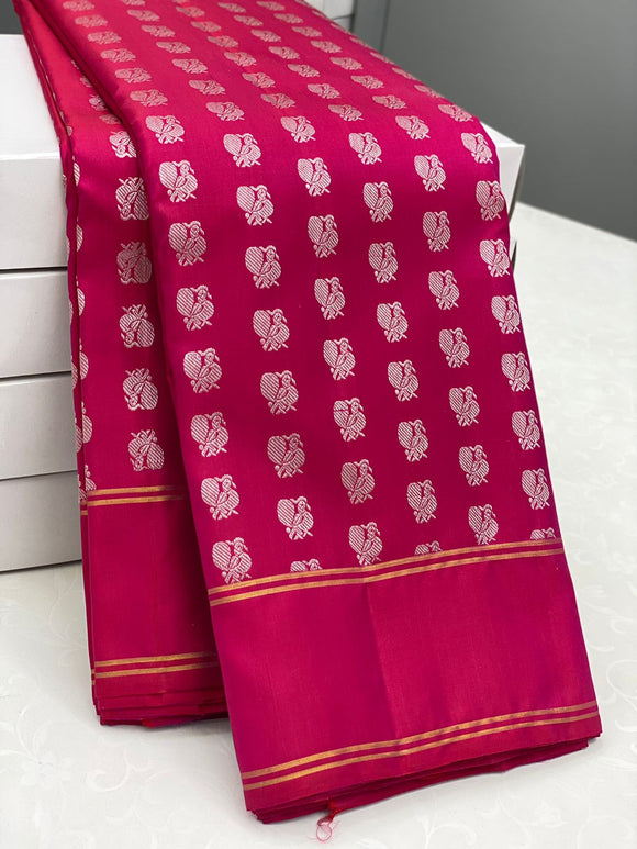 Pankhuri , elegant Pink Kanjeevaram Silk Saree with Weaved Pallu-PRIYAN001PKSS