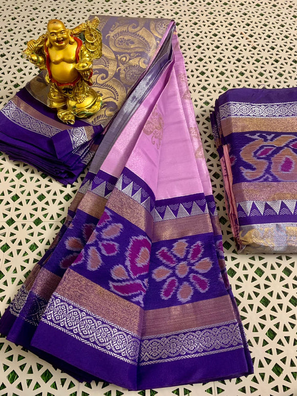 Pure Handloom Chanderi Silver Tissue Saree All over Weaving Buttas  in New Beautiful Combination-SRH001K