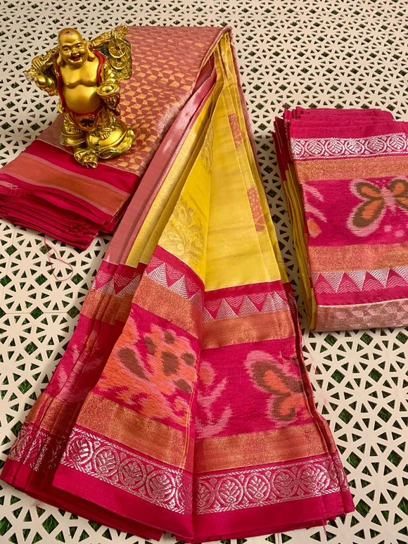 Pure Handloom Chanderi Silver Tissue Saree All over Weaving Buttas  in New Beautiful Combination-SRH001N