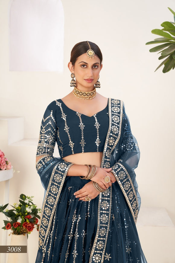 Amrutha, Royal Blue shade Wedding Special Lehenga Choli for Women -OM001LCBLU