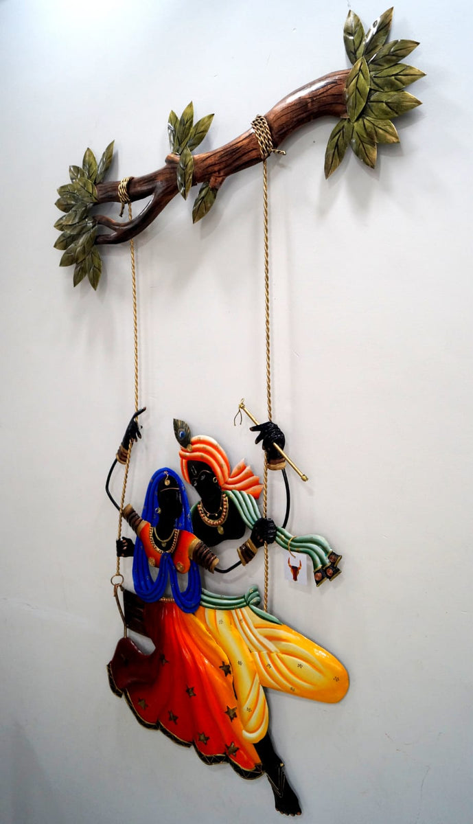 Big Radha-Krishna Jhoola in Metal Wall Decoration-GRIH001RKJ – www