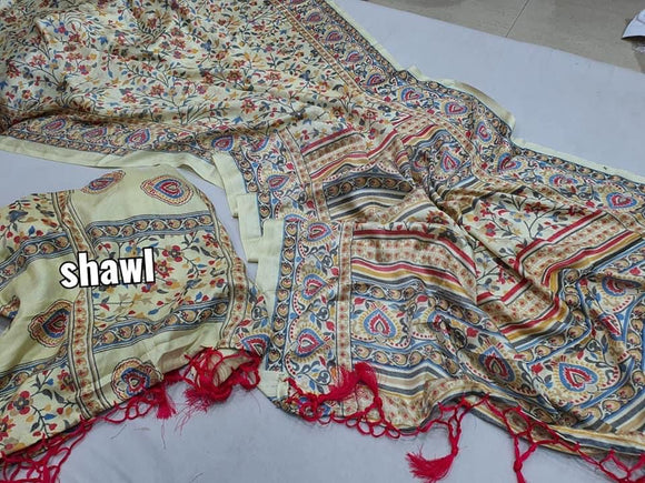  Elegant Pasmina Saree with matching shawl  for women -GARIM001SSD