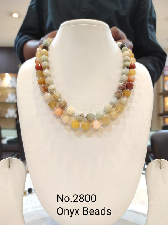 Hadiza , Elegant Double layer semi precious Bead / Onyx Necklace for Women-SAY001SPB
