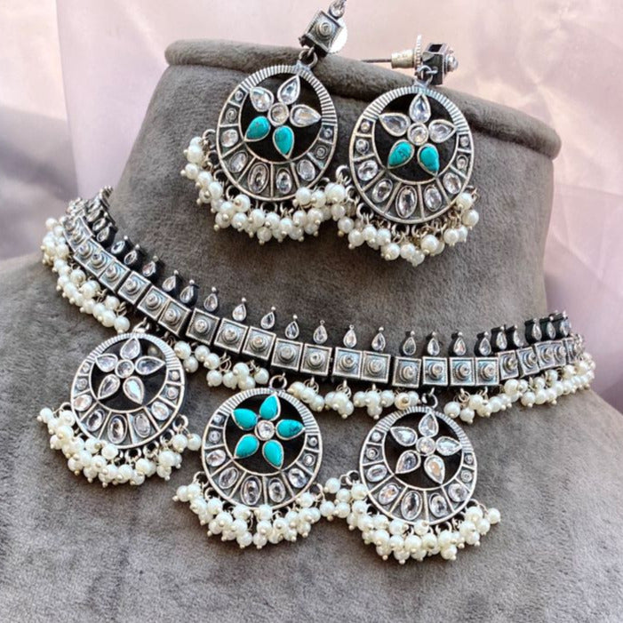 Anushka , Premium Quality Silver Replica Necklace set for Women