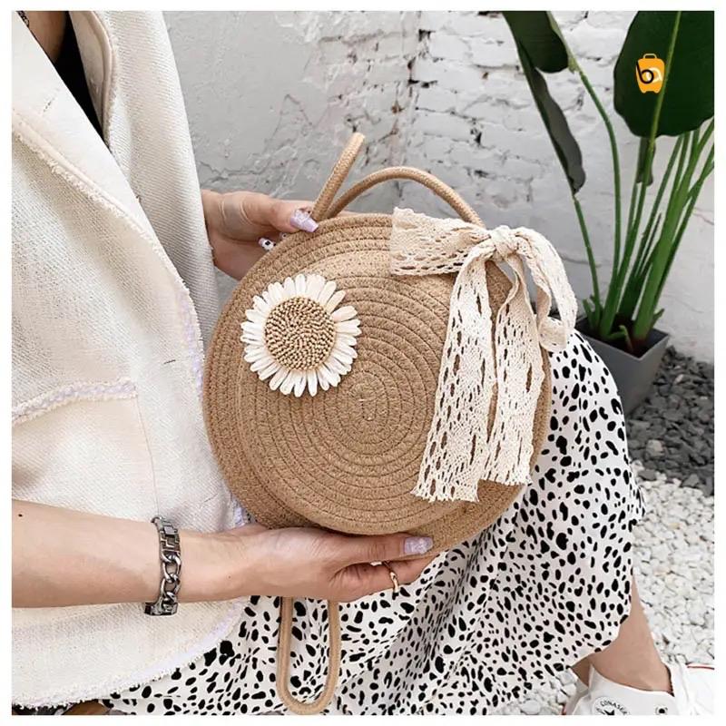Cool Brown shade New Elegant soft Jute Sling Bag for Women