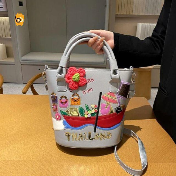 Souvenirs Thailand Bucket Sling Bag for Women-SKD001SBG