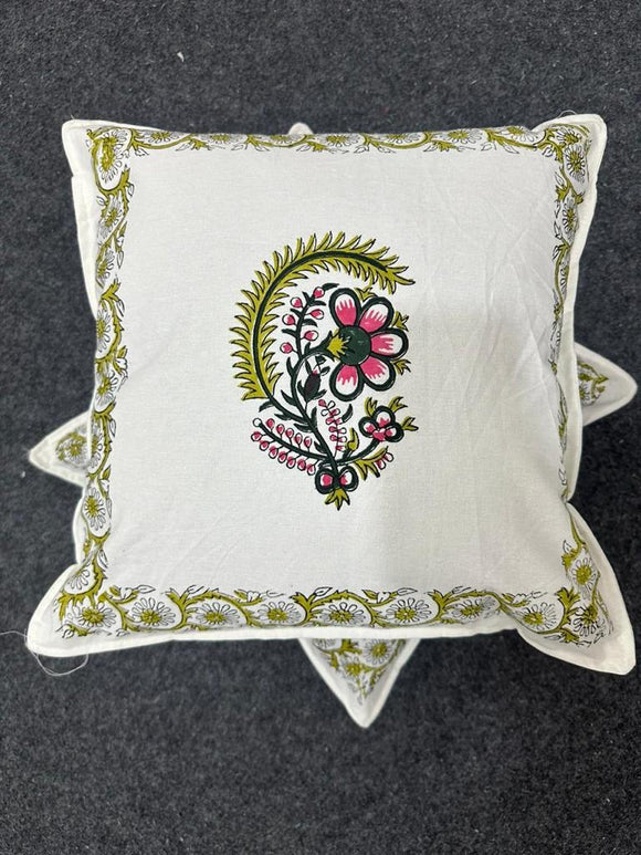 Jayarani , Cotton Hand Block  Print 5 Pc Cushion Cover Set-SHARA001CCQ