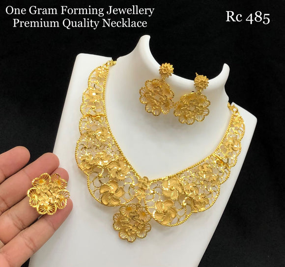 Golden Ezzah  , One Gram Gold Forming Necklace Set for Women-SAY001GFB