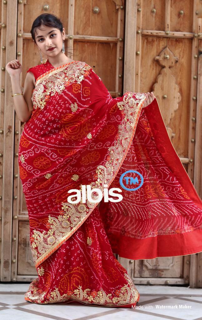Pure bandhej sarees online discount