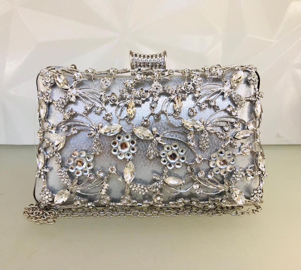 SILVER CRYSTAL BRIDAL CLUTCH BAG - Main Image