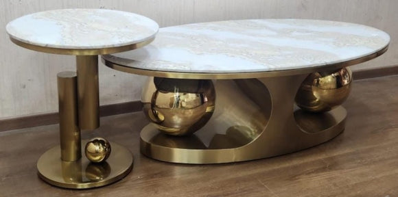 Elegant Marble Top Centre Table Set for Home Decor-SP001TD