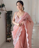 New Beautiful Embroidered Saree with Blouse-SHREE001PS