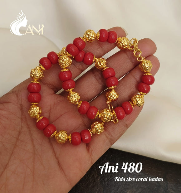 Kalyani  ,Gold Finish  Kids Size Nakshi Designer Coral Bracelet -LR001KBC