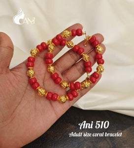 Alakaveni , Gold Finish Adult Size Coral Bracelet For Women-LR001CBA