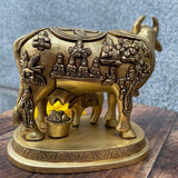 Kamdhenu Cow with Calf Brass Idol -MK001CC