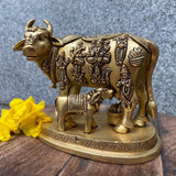 Kamdhenu Cow with Calf Brass Idol -MK001CC