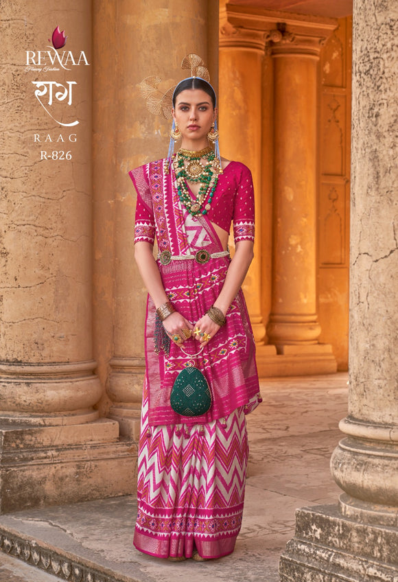 Magenta Pink  Beautifully Designed Patola Soft Silk Saree For Women -OM001PSC